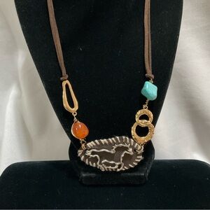 Horse Pendant on Leather Strands